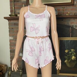 Pink Bow Print Sleepwear Set